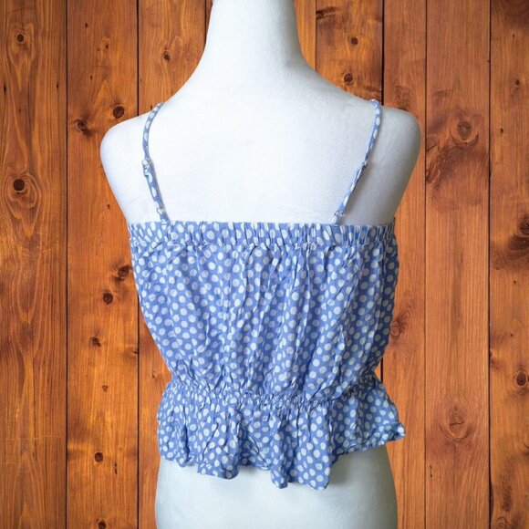 Forever 21Juniors Medium Spaghetti Strap Peplum Polka Dot Crop Top Blouse - Picture 6 of 6